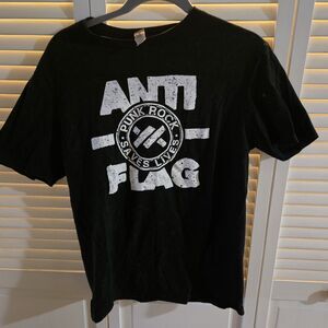 Rare Anti Flag Punk Rock Saves Lives Black T-shirt Unisex Medium